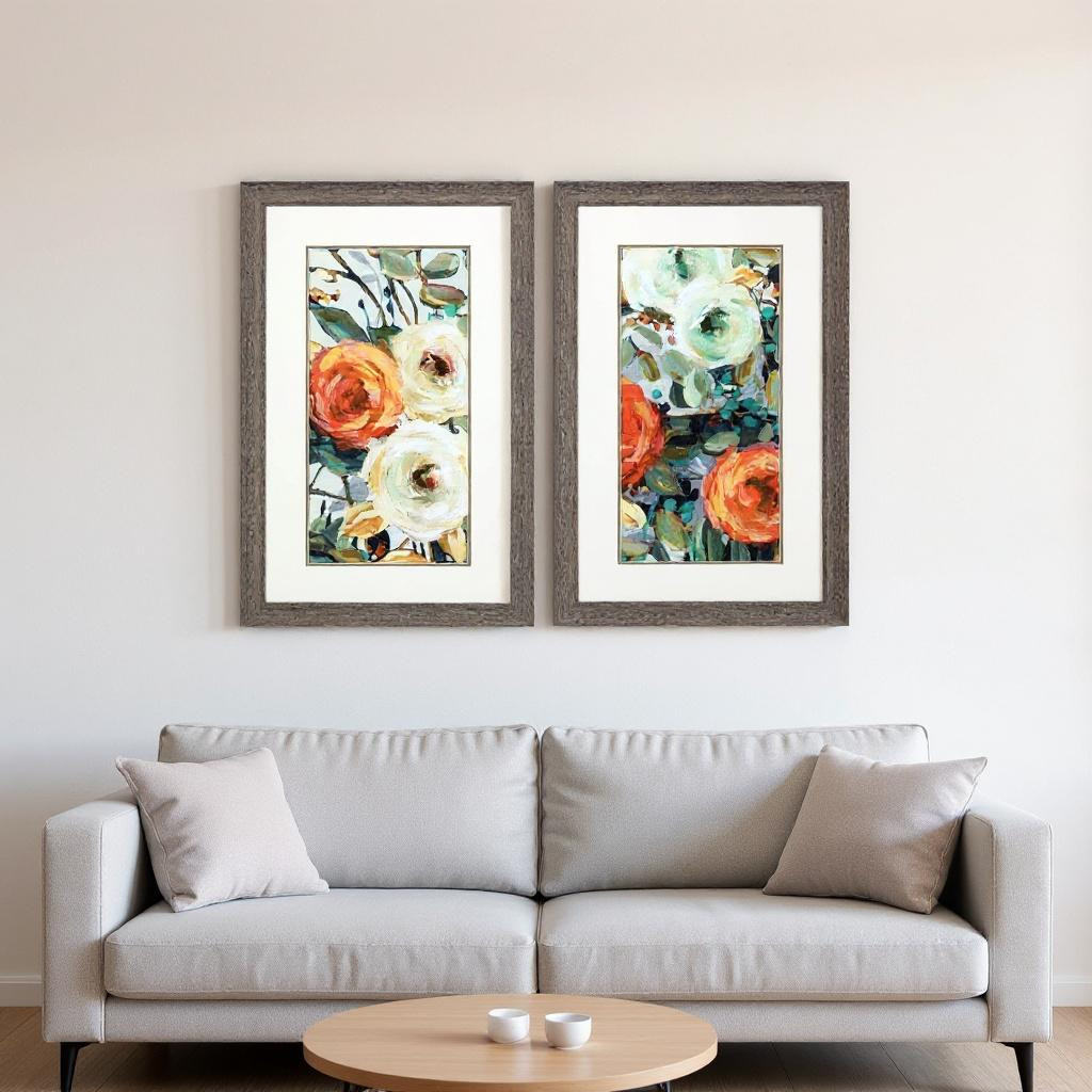 649141 Floral Warmth Brown Framed Wall Art, Set of 2