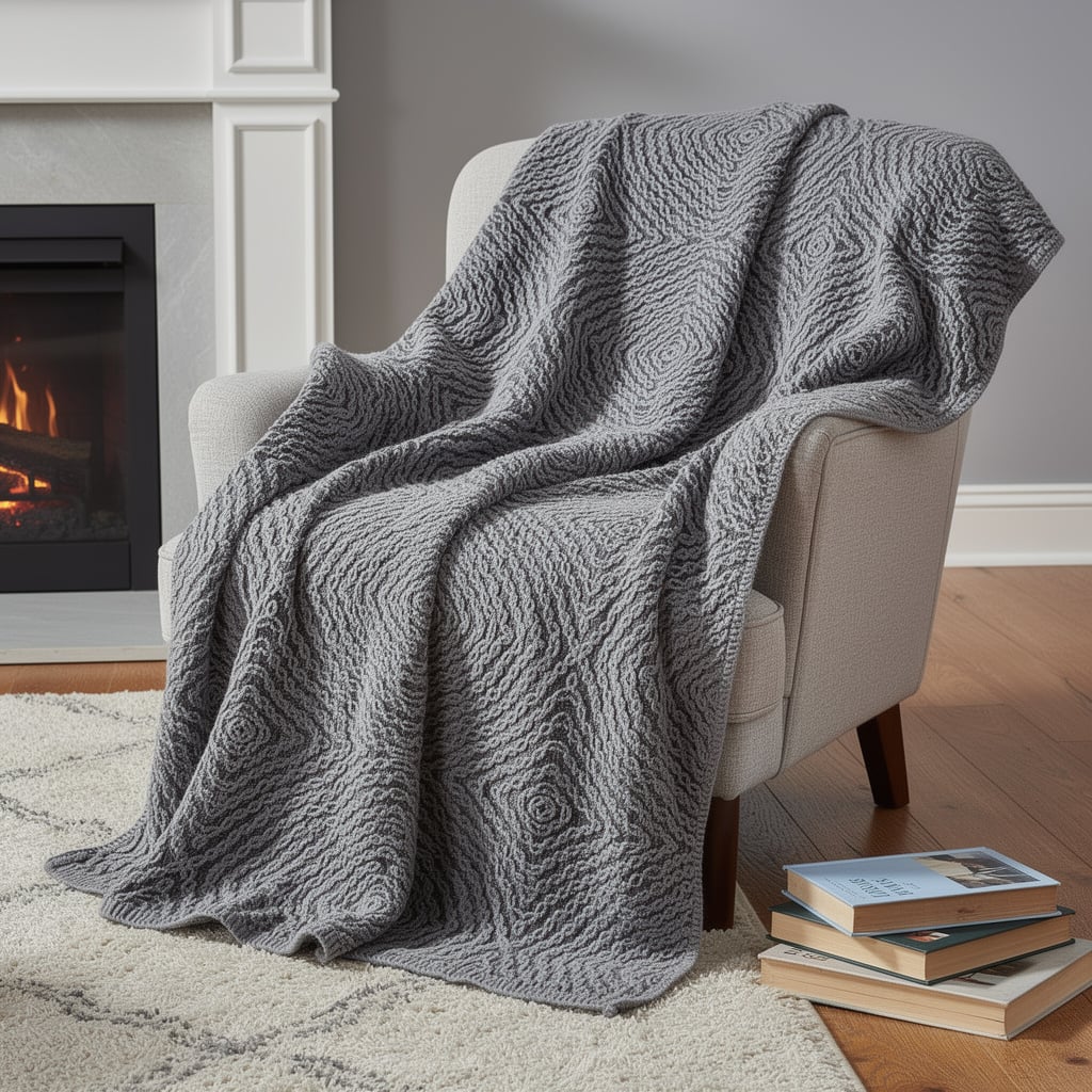712357 50 x 70 in. Charcoal & Ivory Abstract Microfiber Plush Throw Blanket