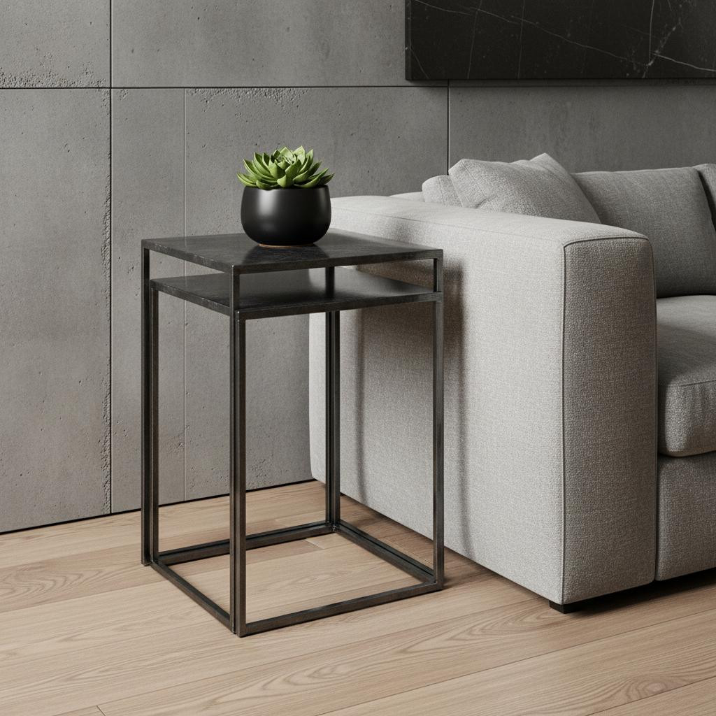 605411 Black Iron Nested Tables, Set of 2