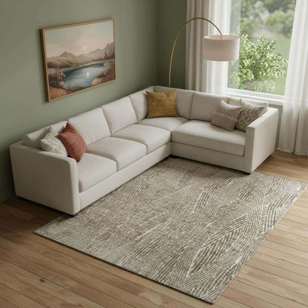 722078 9 x 13 ft. Green & Tan Abstract Rectangle Area Rug