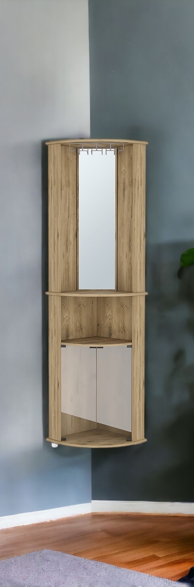 524968 18 in. Natural Wood Corner Bar Cabinet