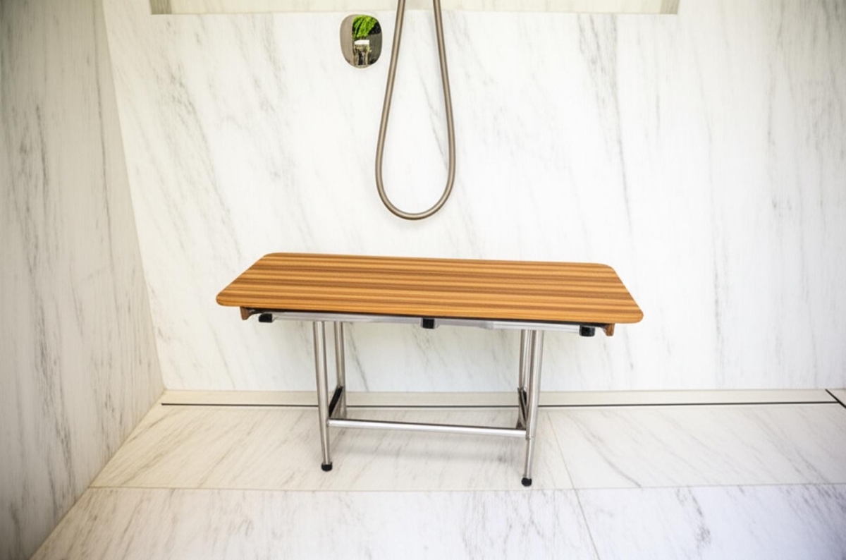 549356 18 x 36 in. Brown Teak Rectangular Shower Bench