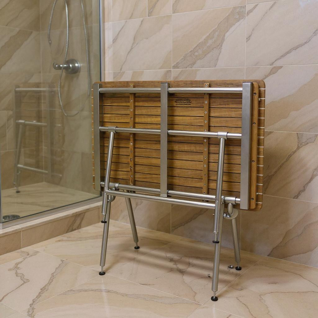 549369 18 x 48 in. Brown Teak Rectangular Shower Bench