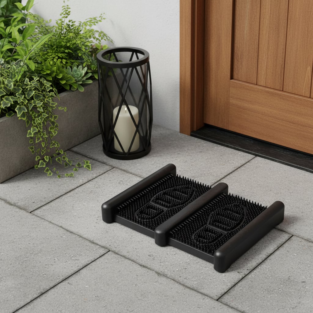 716225 13 x 16 in. Black Outdoor Rubber Boot Scraper Rectangle Door Mat