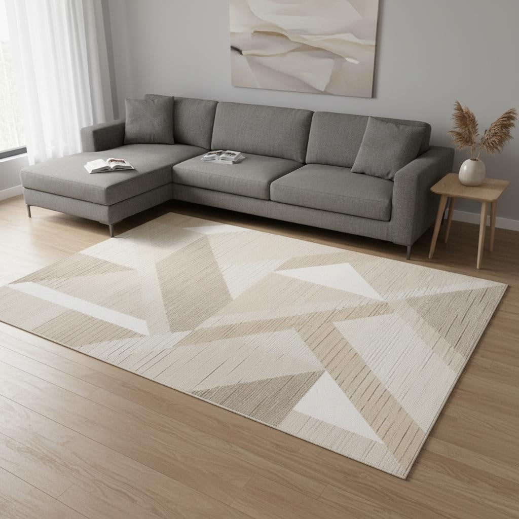 661286 8 x 11 ft. Beige & Cream Geometric Rectangle Area Rug
