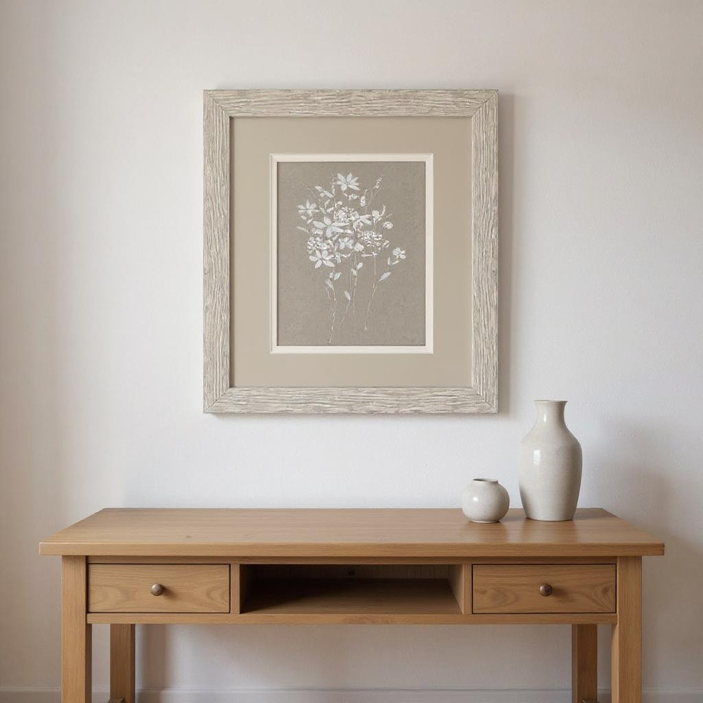 649304 Delicate Botanicals Distressed White Framed Wall Art, Set of 2