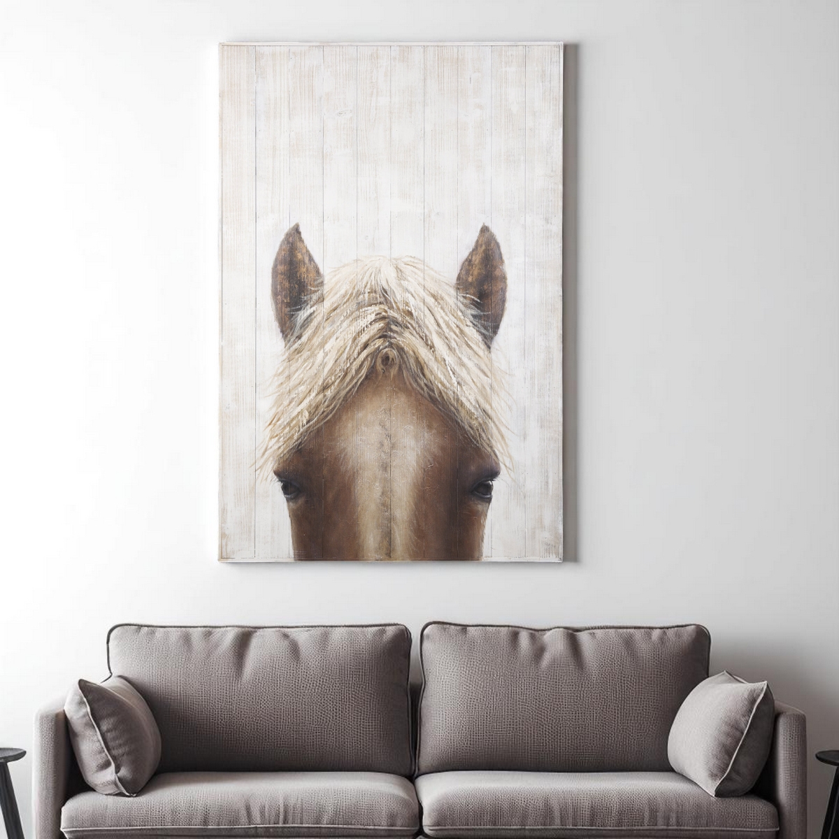 609023 Horse Fringe Hand Painted Distressed Unframed Wall Art