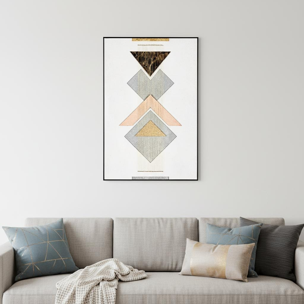 576642 Gray Mod Geometric Black Shadowbox Frame Textual Wall Art