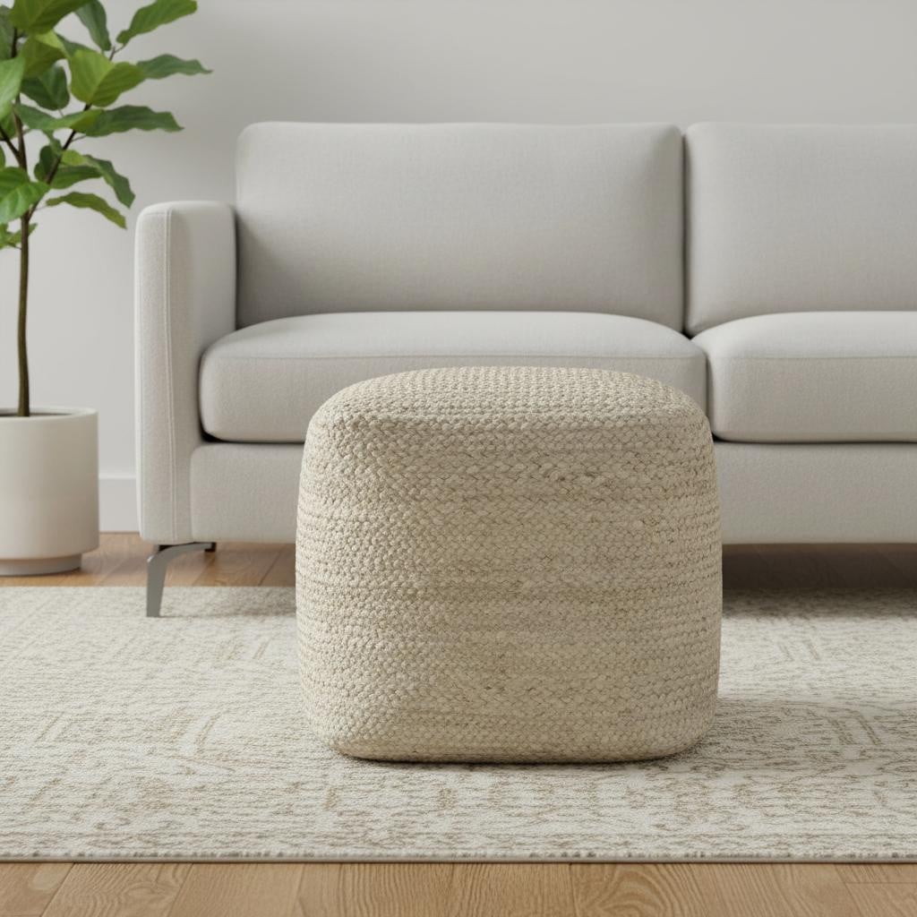 710488 18 in. Natural Jute Pouf Ottoman