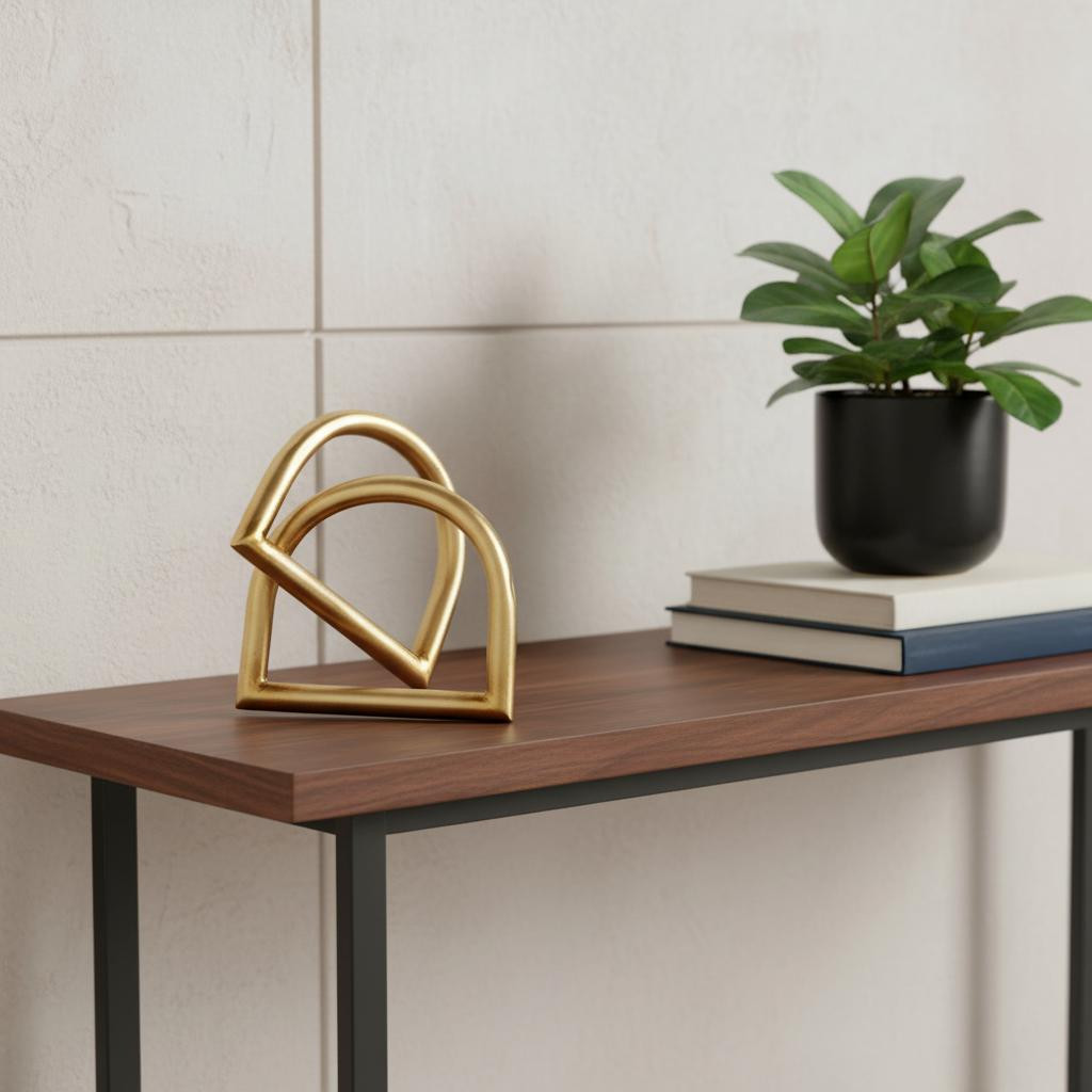 608707 6 in. Gold Iron Abstract Modern Tabletop Sculpture