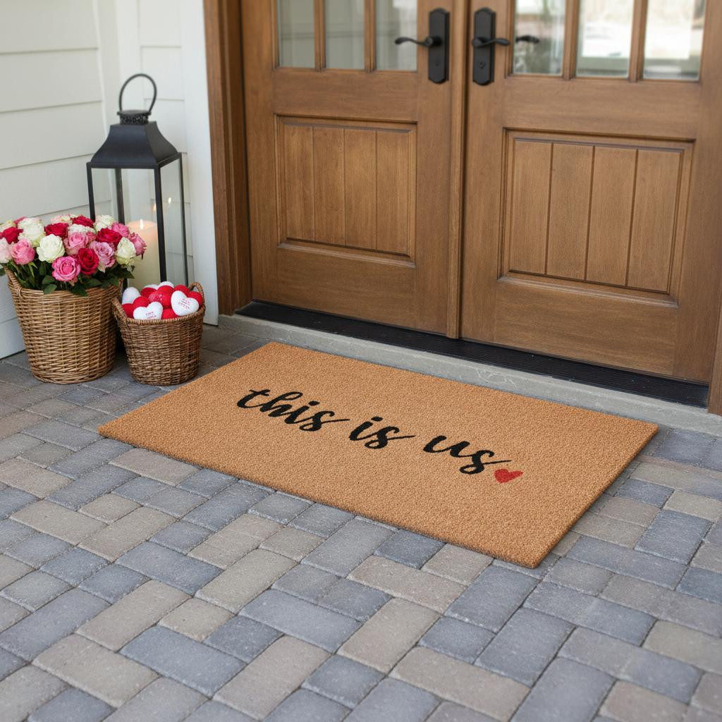 719879 24 x 48 in. Brown & Black This is Us Outdoor Coir Rectangle Door Mat