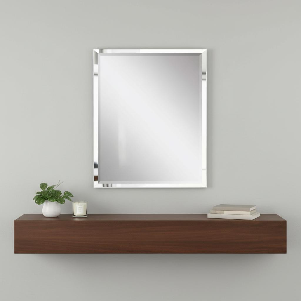 632818 42 in. White Solid Wood Framed Accent Mirror