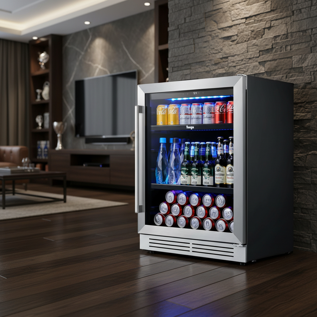Picture of HomeRoots 720635 32 x 24 in. Silver Stainless Steel Single Compartment Can Beverage Refrigerator Cooler