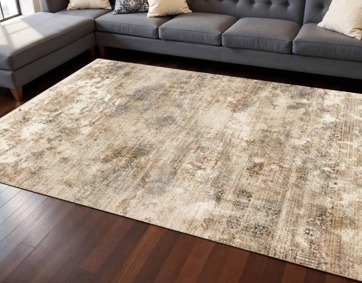 660230 8 x 10 ft. Cream Gray & Tan Abstract Rectangle Area Rug