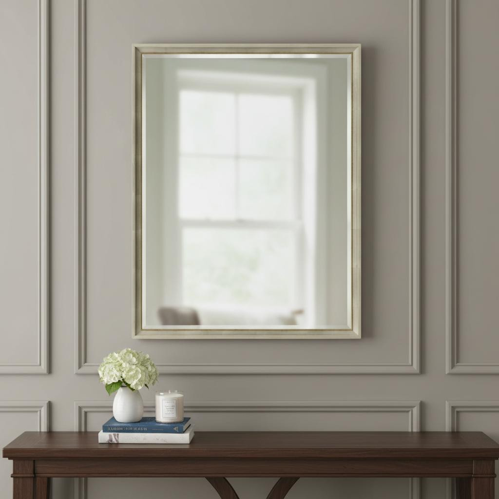 632863 50 in. Silver Wood Accent Mirror