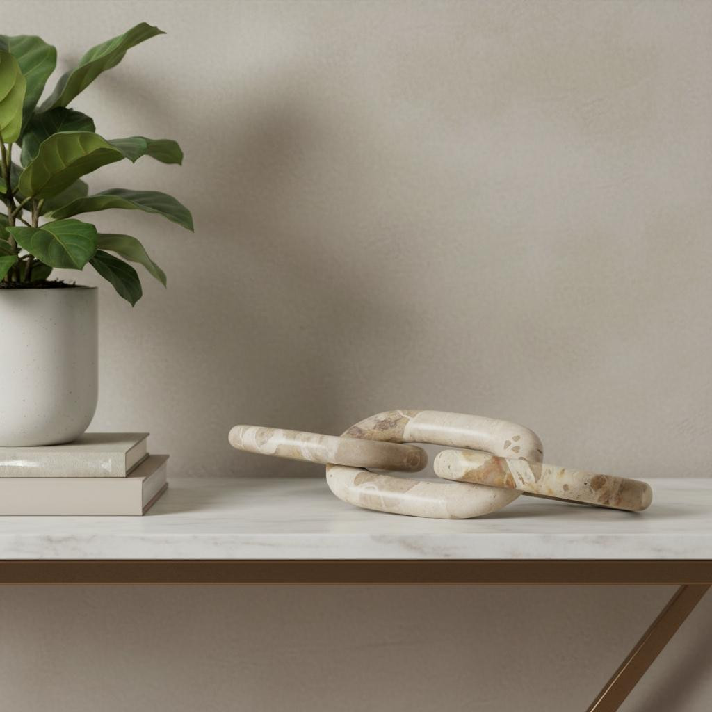 608726 1 in. Beige Glass Decorative Wall Sculpture