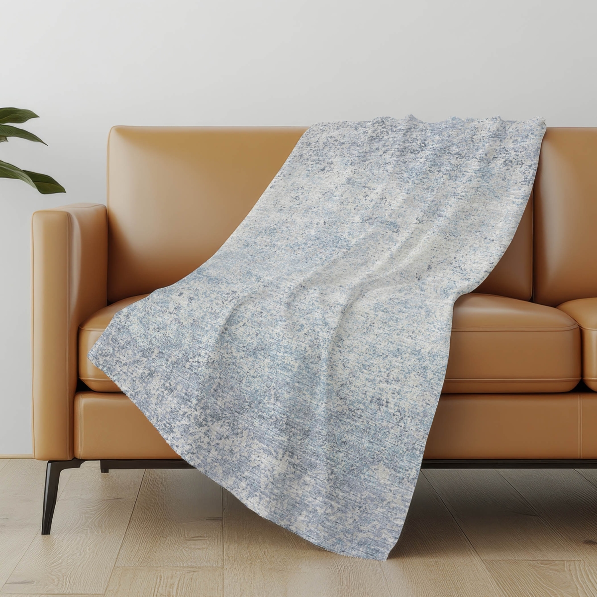 699026 50 x 70 in. Blue & Beige Abstract Microfiber Plush Throw Blanket