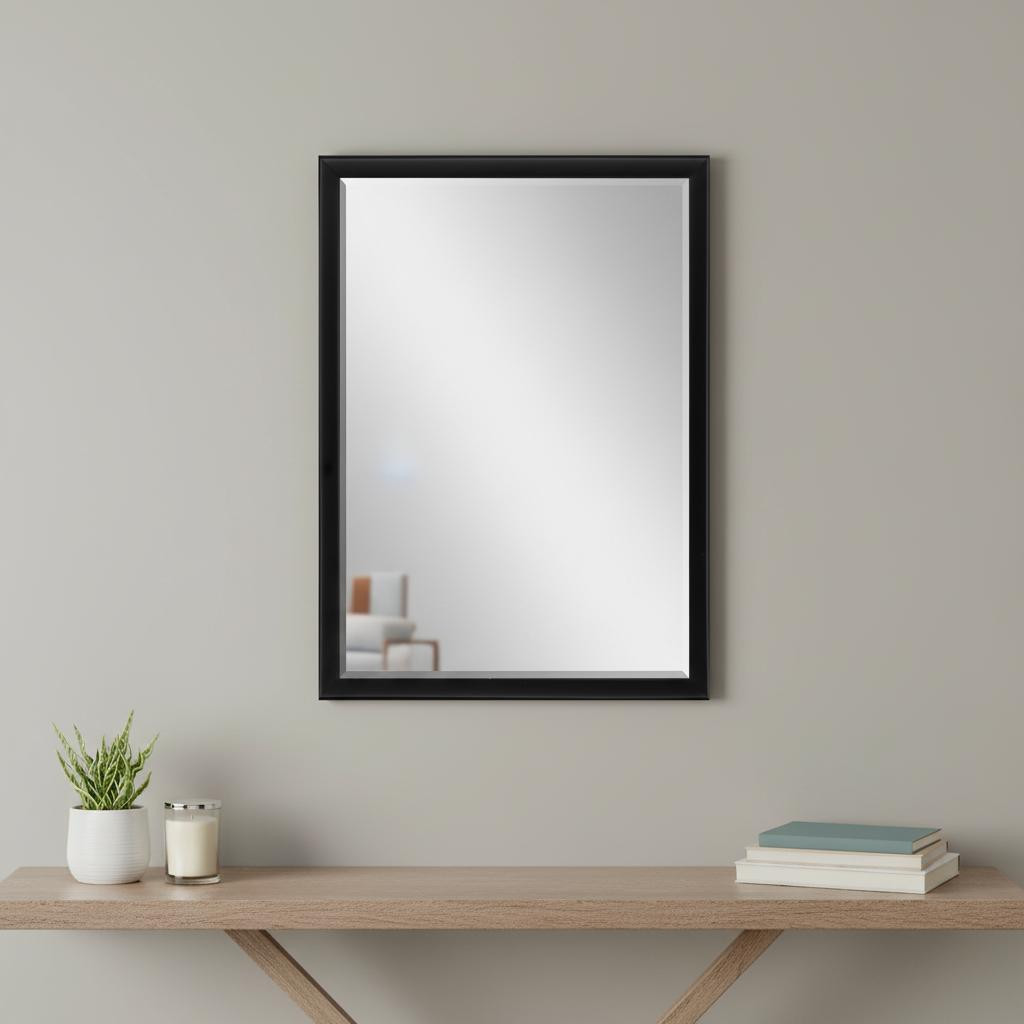 632821 38 in. Black Solid Wood Framed Accent Mirror