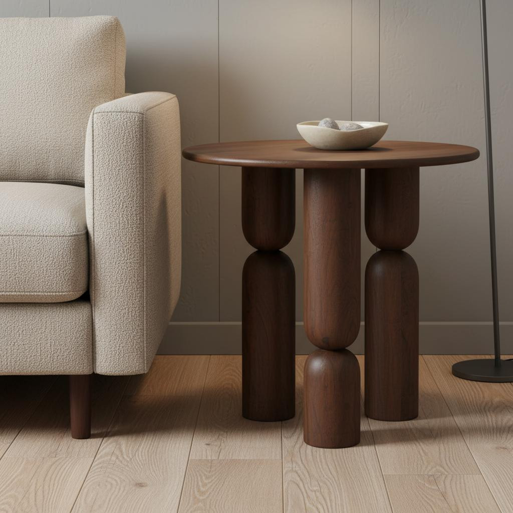605618 32 in. Brown Solid Wood & Wood Tray Table