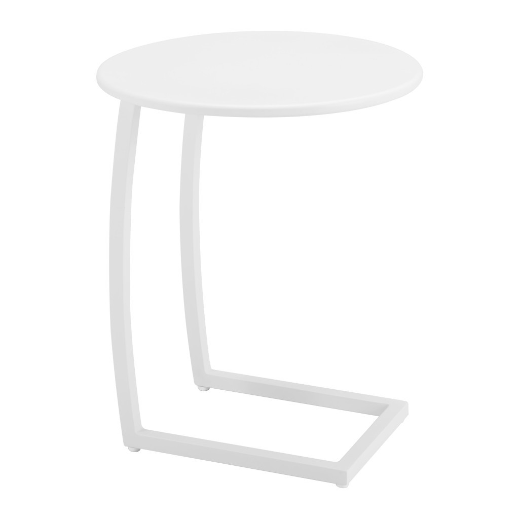 668543 20 in. White Aluminum Round Outdoor Side Table