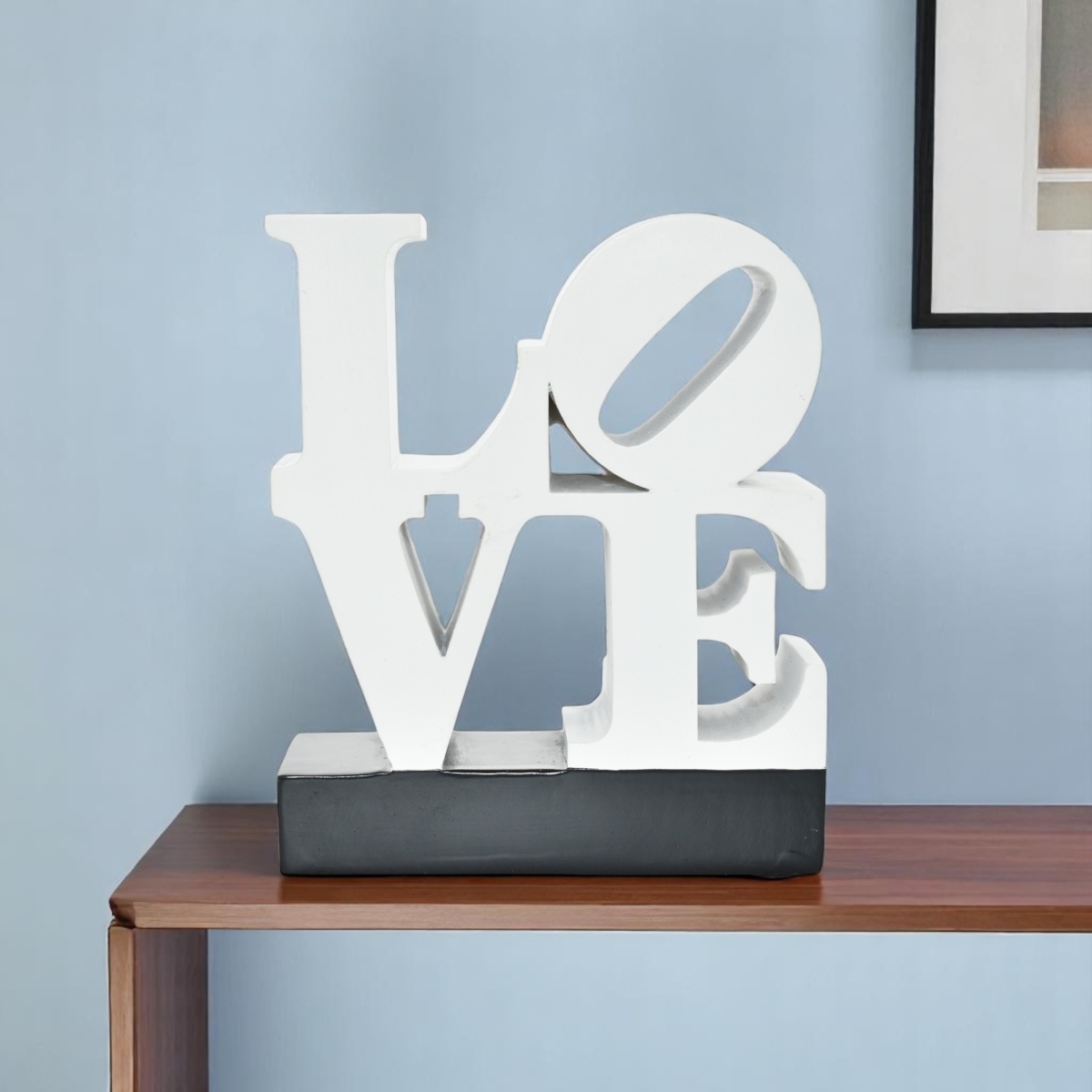 568387 4 in. White & Black Resin Love Tabletop Sculpture