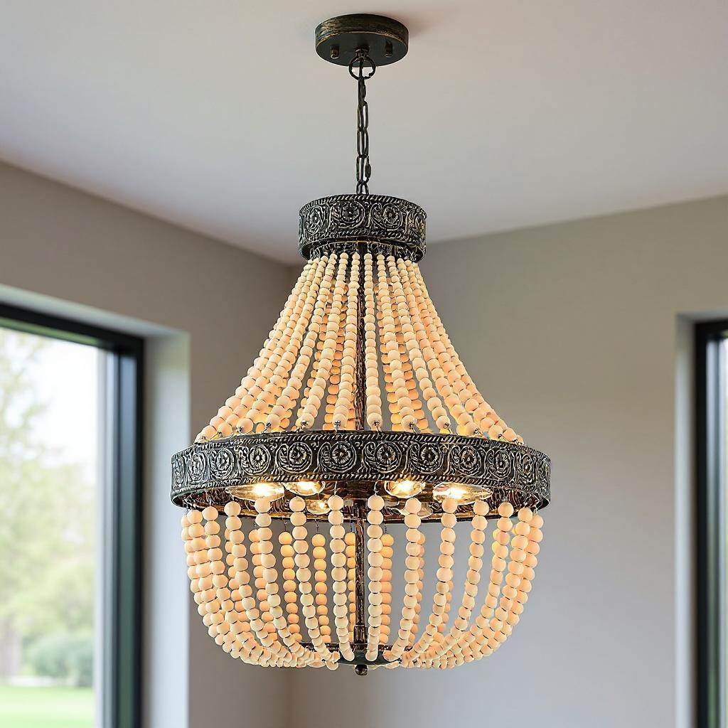 483945 Black & Gold Candle Style Six Light Metal Dimmable Chandelier