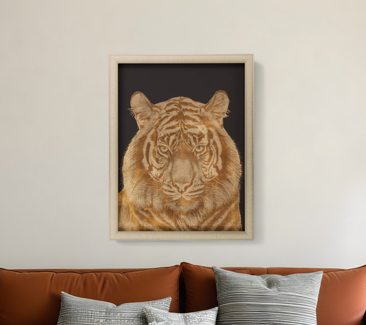 526937 Wild Tiger Portrait Gold Framed Print Wall Art