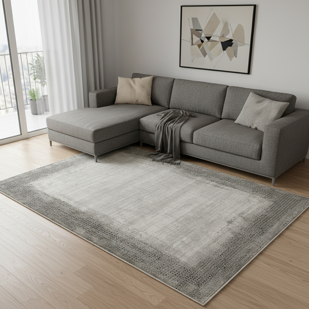 722513 5 x 8 ft. Gray & White Abstract Rectangle Area Rug
