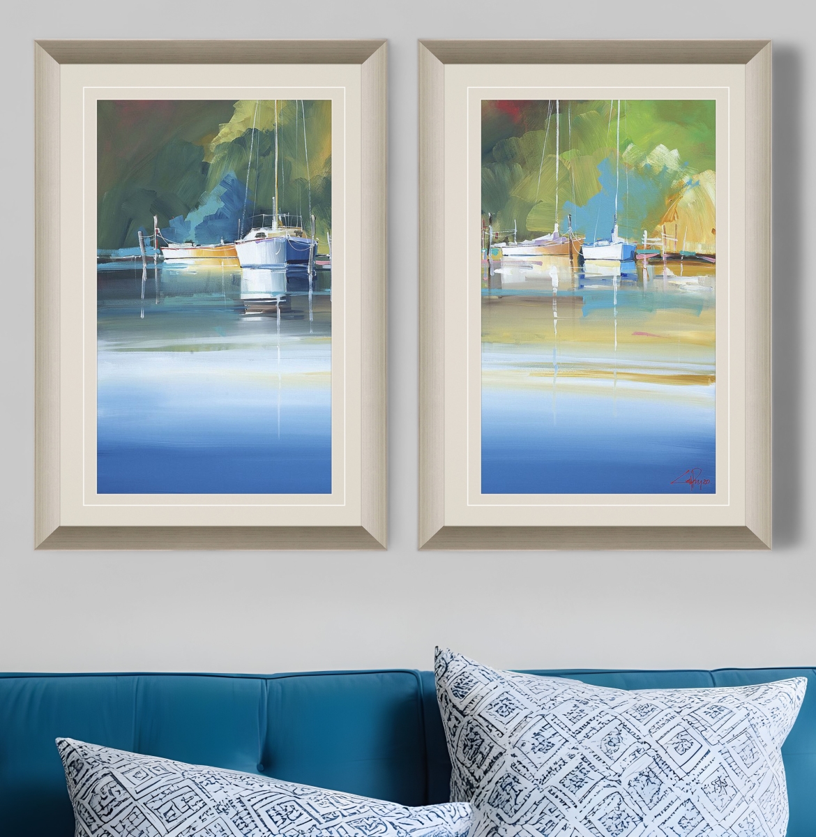 526016 Light At Metung Silver Framed Print Wall Art, Set of 2