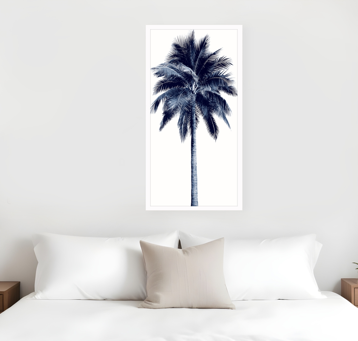 526993 Palm Tree Blue I White Framed Print Wall Art