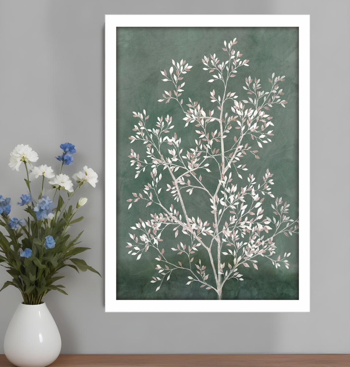 525952 Delicate Tree I White Framed Print Wall Art