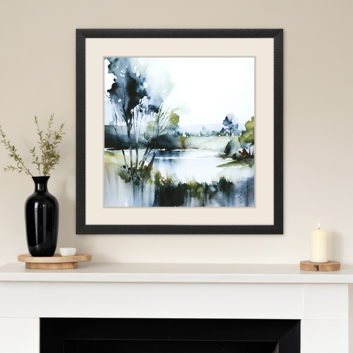 558348 Wanderlust Calling Modern Landscape Black Framed Wall Art
