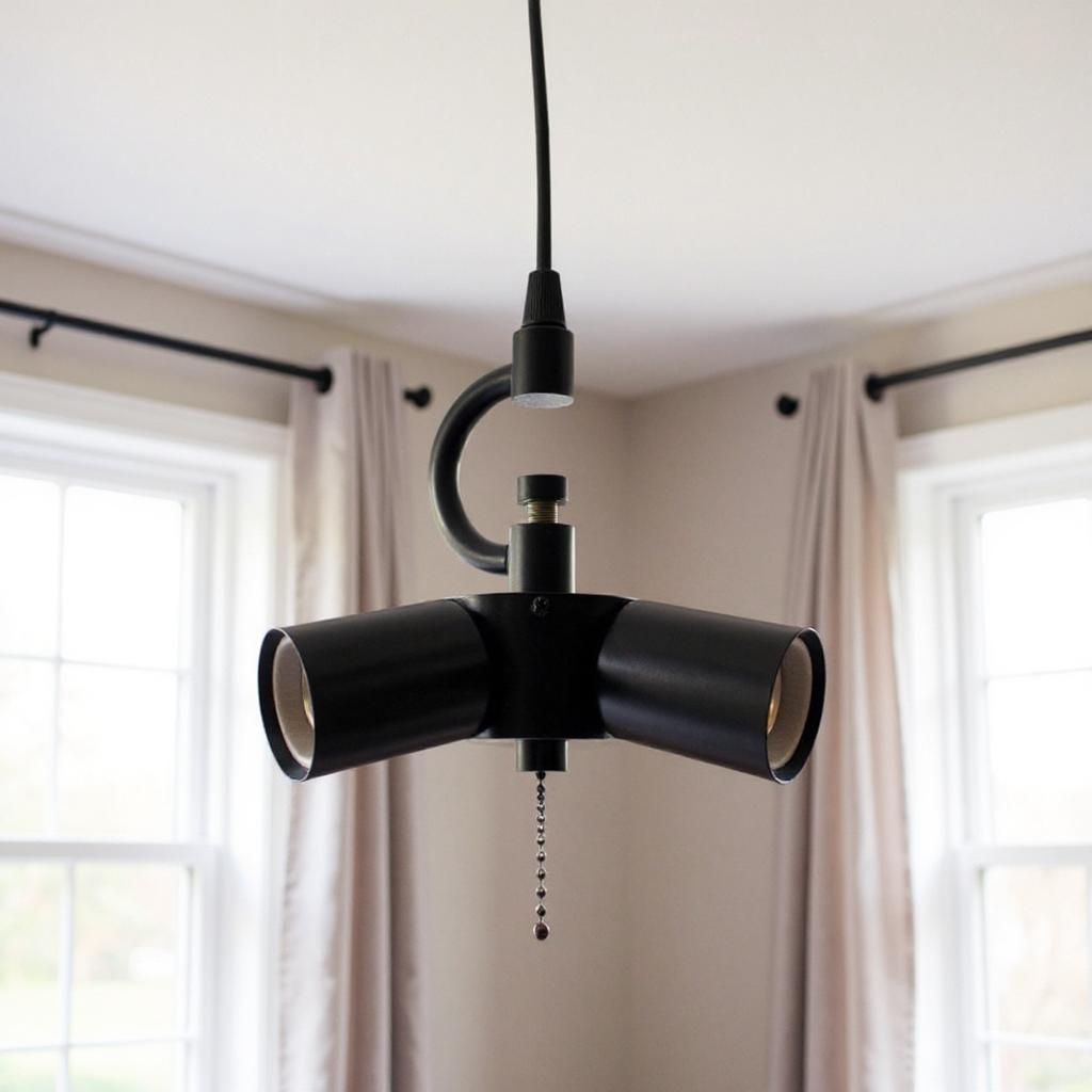 492038 Black Bulb Three Light Metal Chandelier
