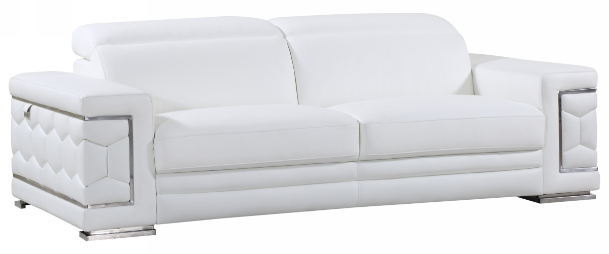 89 in. Sturdy White Leather Sofa