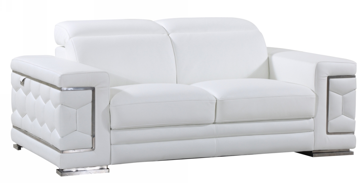 71 in. Sturdy White Leather Loveseat