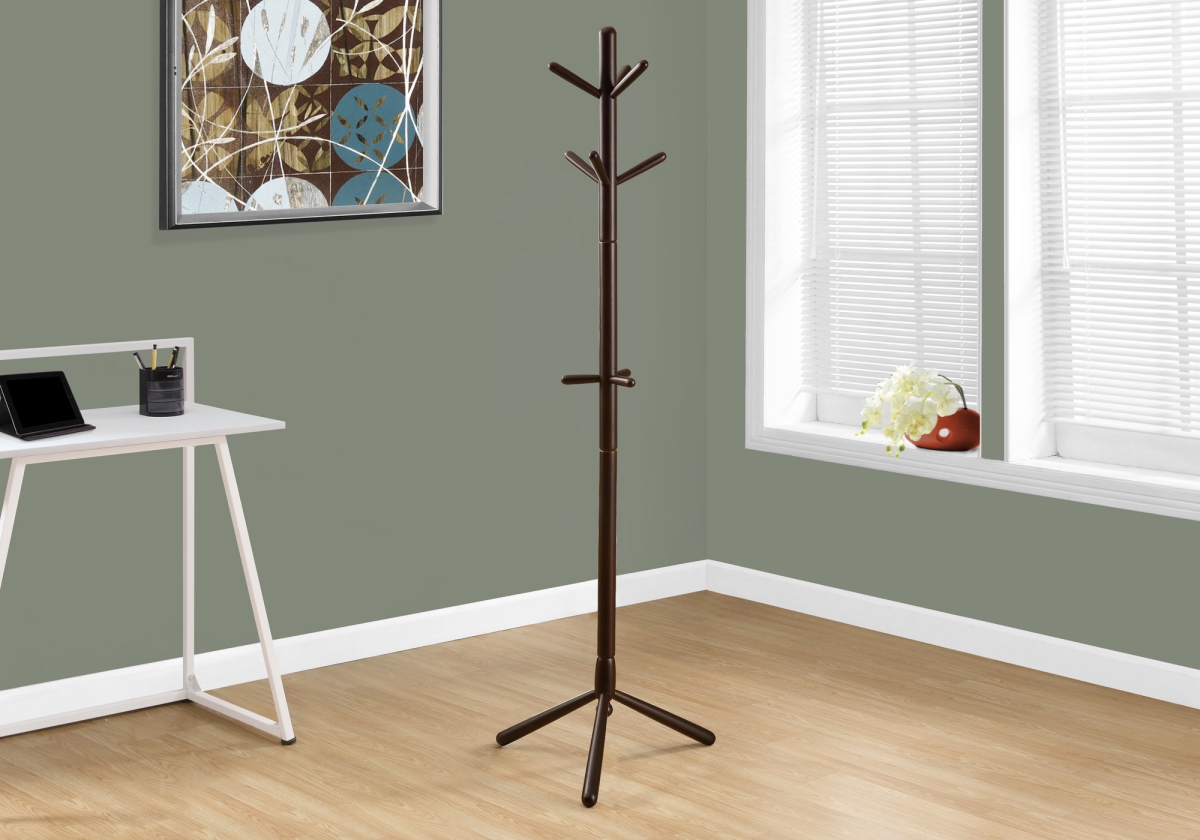 HomeRoots Solid Wood Coat Rack - 69" H/Cappuccino Wood Contemporary Style