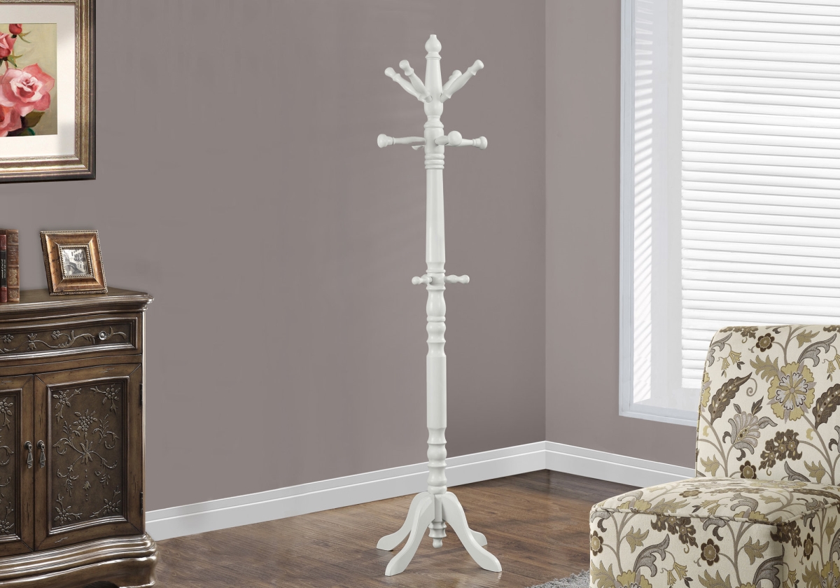 HomeRoots Solid Wood Coat Rack - 73" H/Antique White Wood Traditional Style