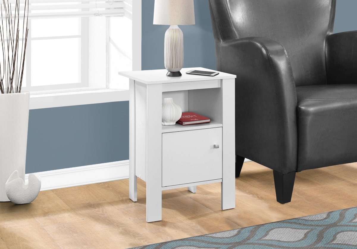 White Night Stand Accent Table with Storage