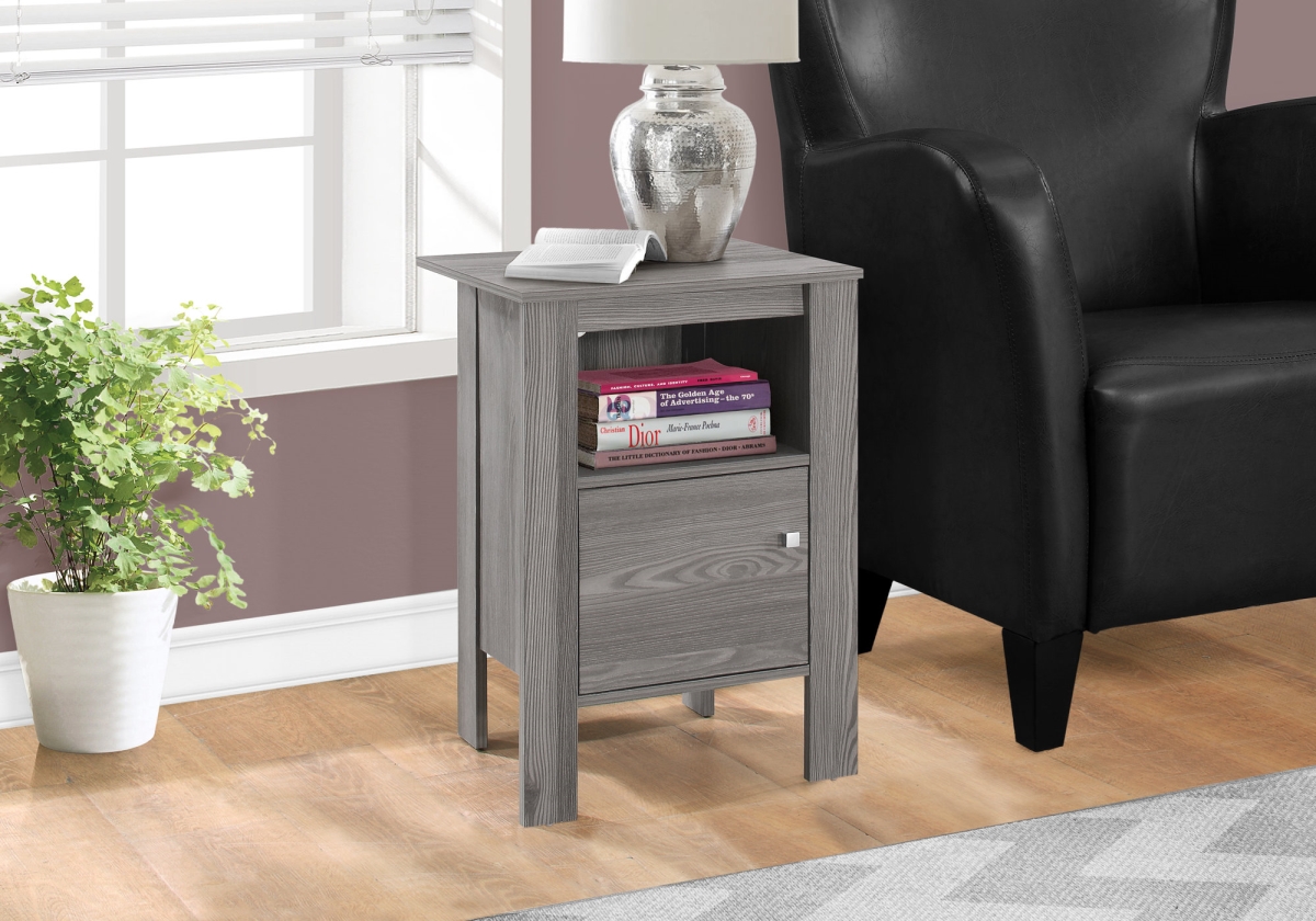 Grey Night Stand Accent Table with Storage