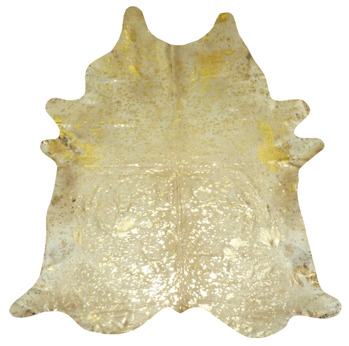 Gold Devore on White Brazilian Cowhide Rug