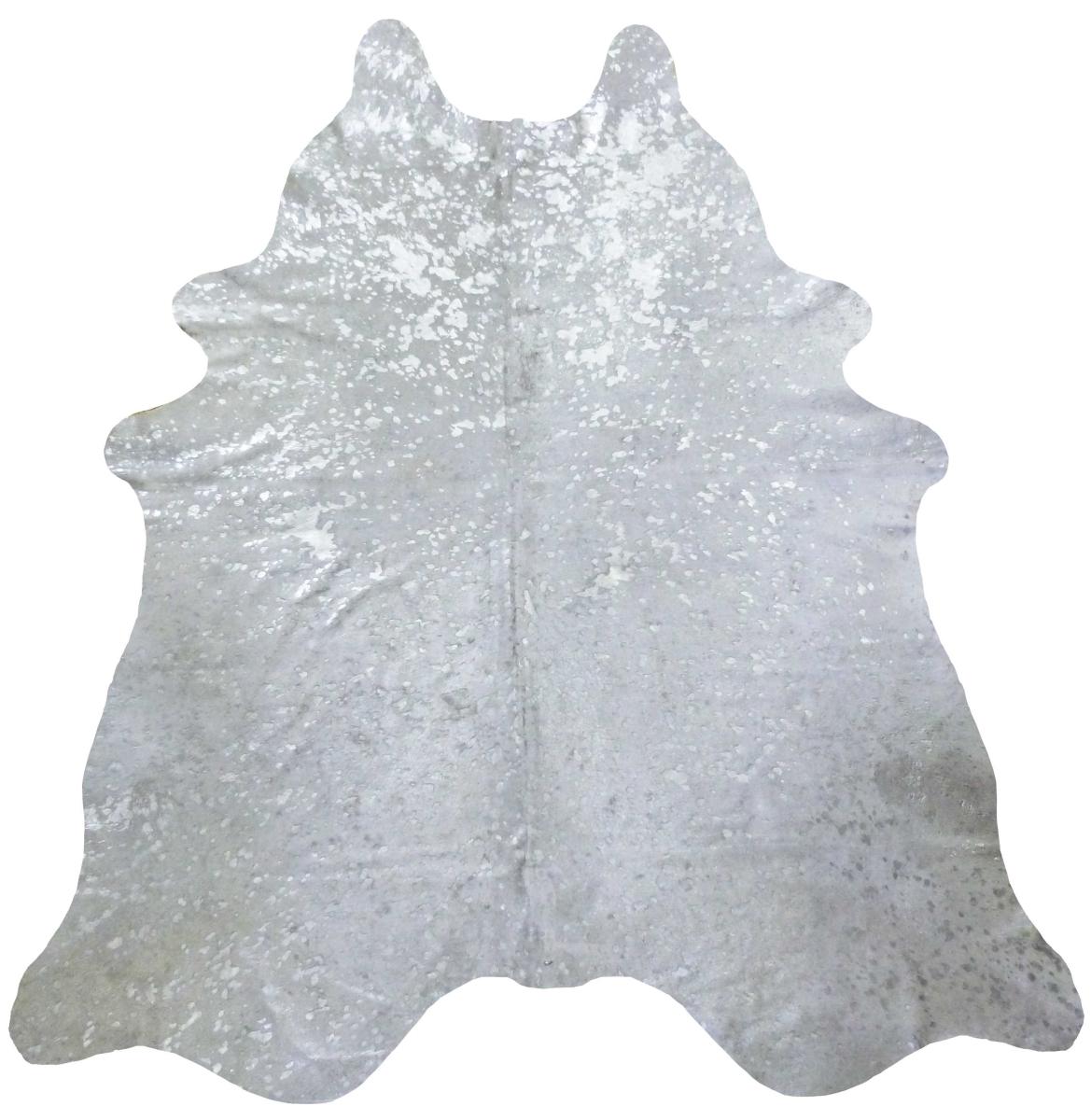 Silver Devore on White Brazilian Cowhide Rug