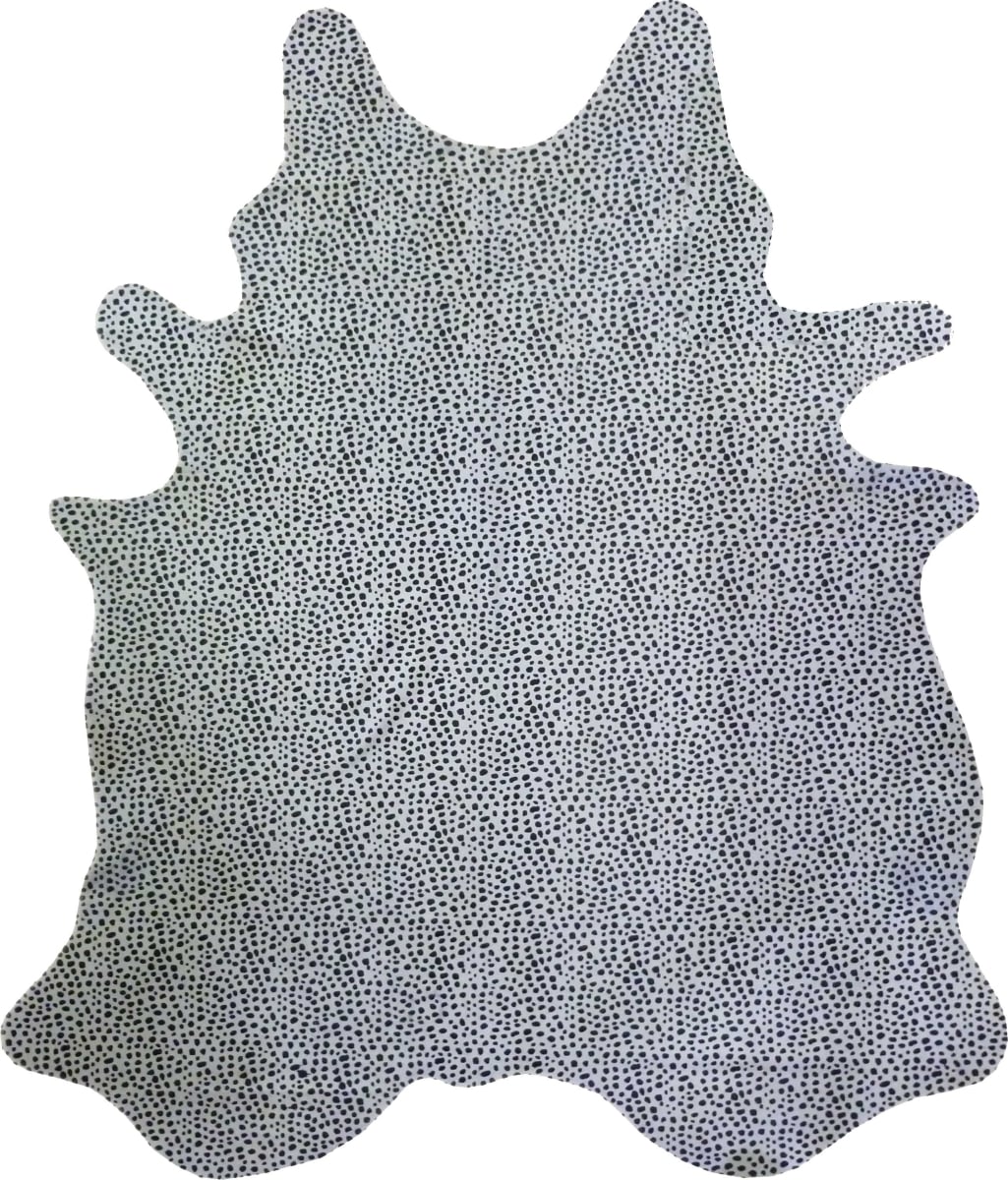Black & White Stenciled Cheetah Brazilian Cowhide Rug