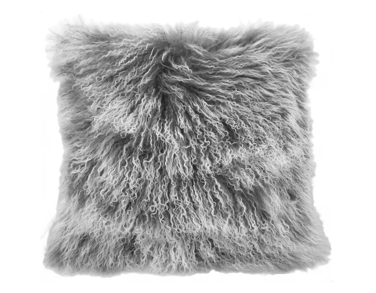 Grey Snowtop Tibetan Lamb Pillow