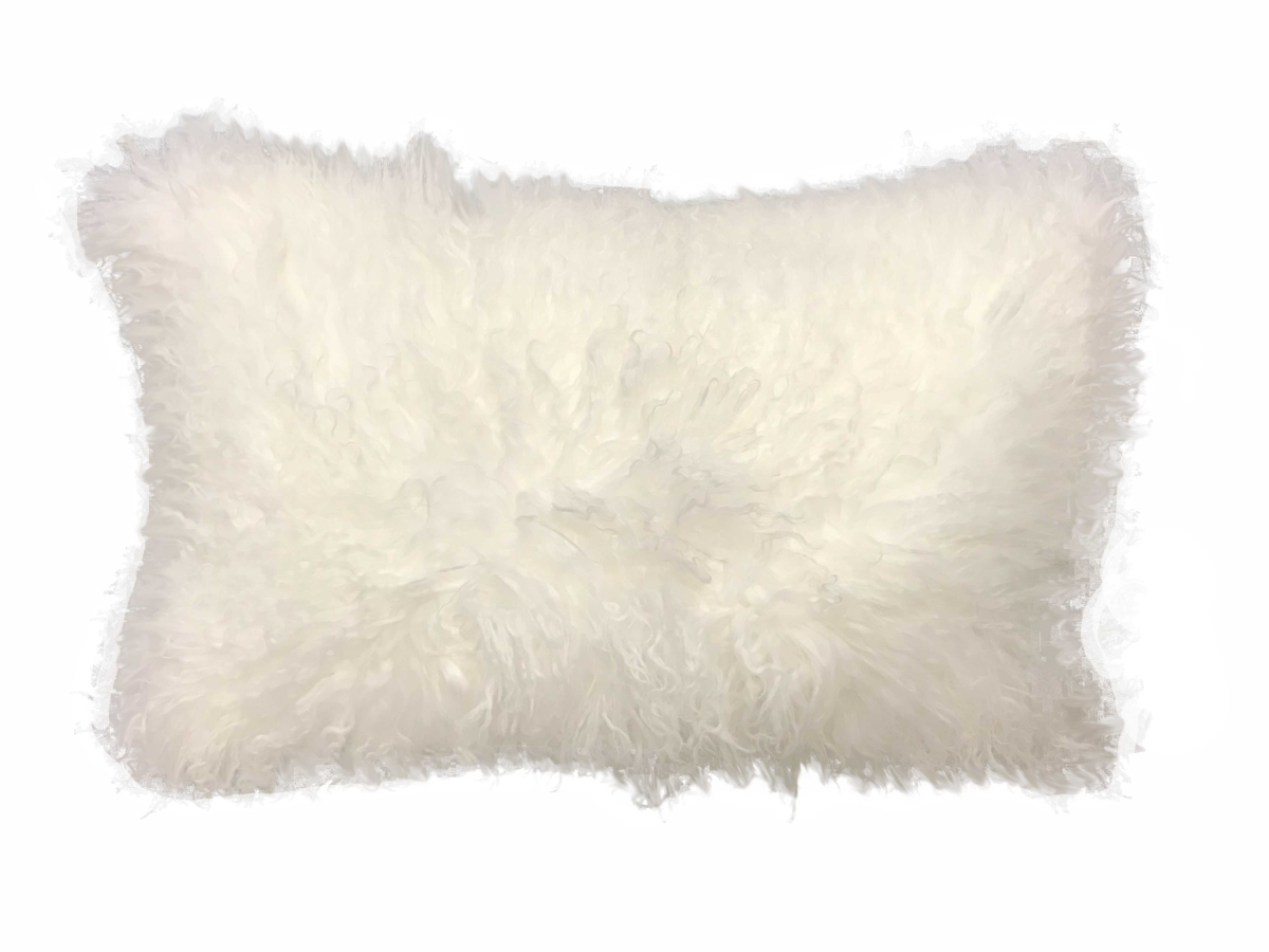 Bright White Tibetan Lamb Pillow