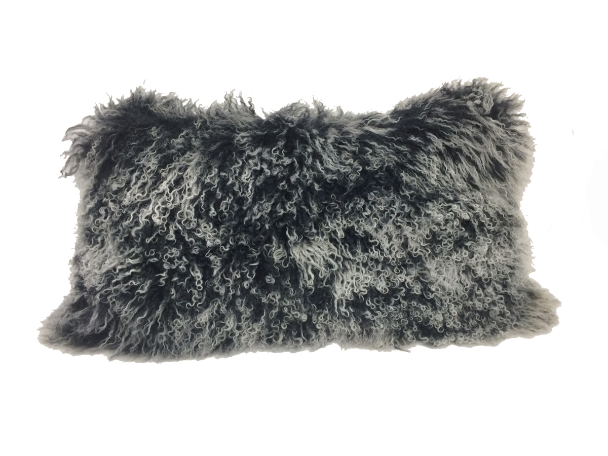 Black with White Tips Starry Night Tibetan Lamb Pillow