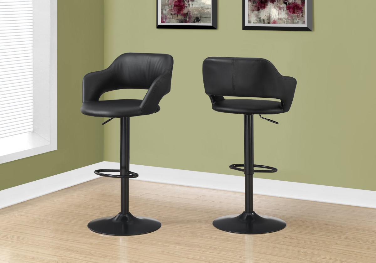 Black & Black Metal Hydraulic Lift Barstool