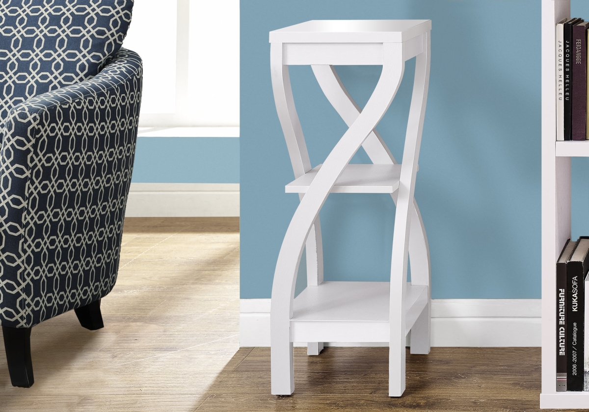 32 in. White Particle Board & MDF Accent Table with a Hollow Core