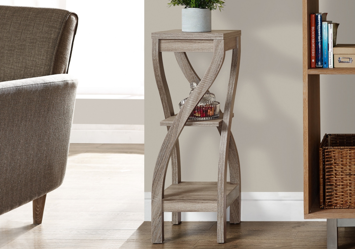 32 in. Dark Taupe Particle Board & MDF Accent Table with a Hollow Core