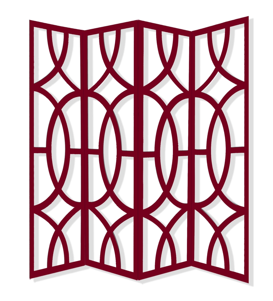 84 x 2 x 84 in. Contemporay Red Wood Screen with 4 Panel