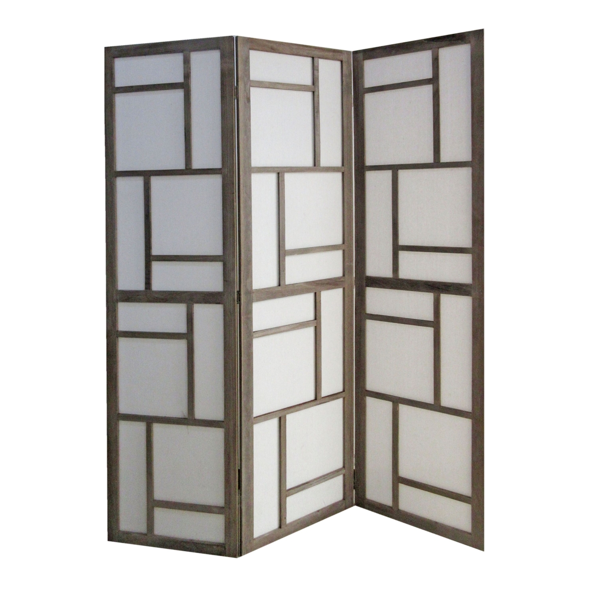 67 x 1.5 x 50 in. Gray Fabric & Wood Screen with 3 Panel
